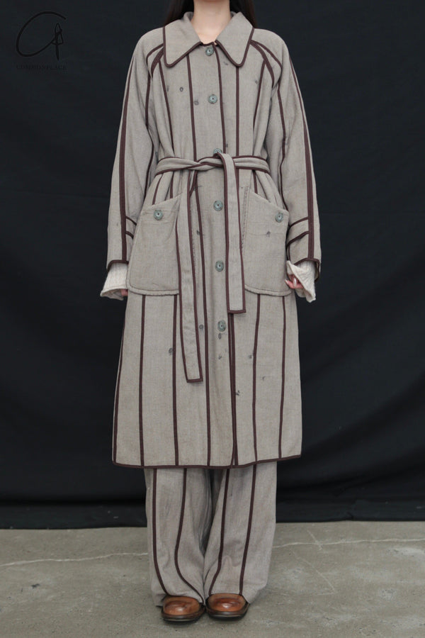 Mutedance 24 Autumn and Winter Lapel Flower Dye Belt Coat MD-MD24FW38-GRAY